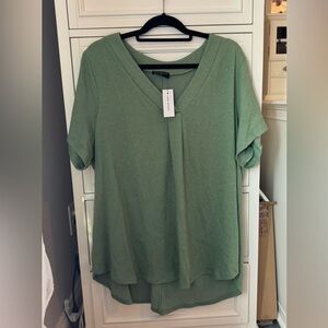 Lane Bryant Green Cuffed Sleeve T-Shirt Relaxed Fit
